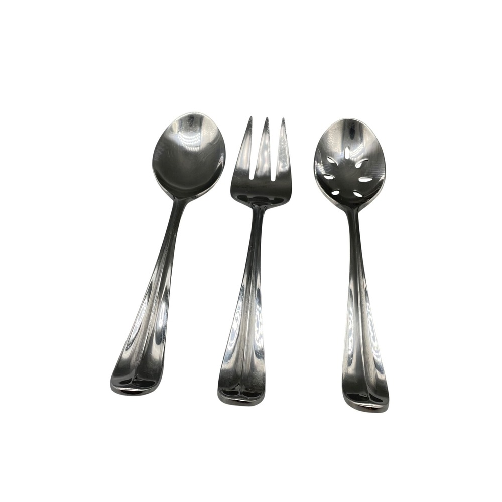 Dansk‎ ALSACE Stainless Steel 3 Piece Serving Set Slotted Spoon Meat Fork Spoon